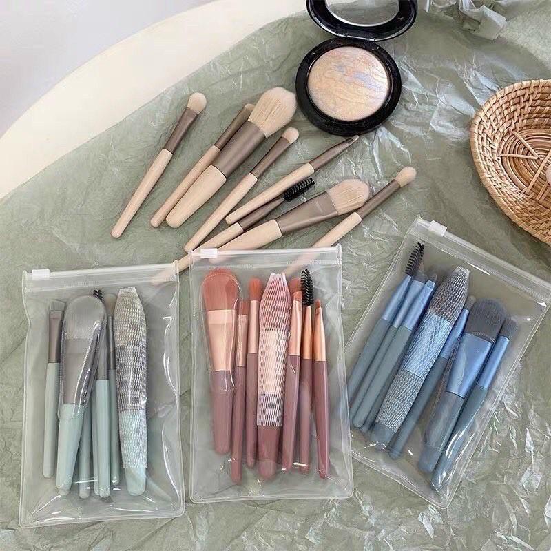 Set 8 cọ màu trang điểm pastel ulzzang kèm túi zip