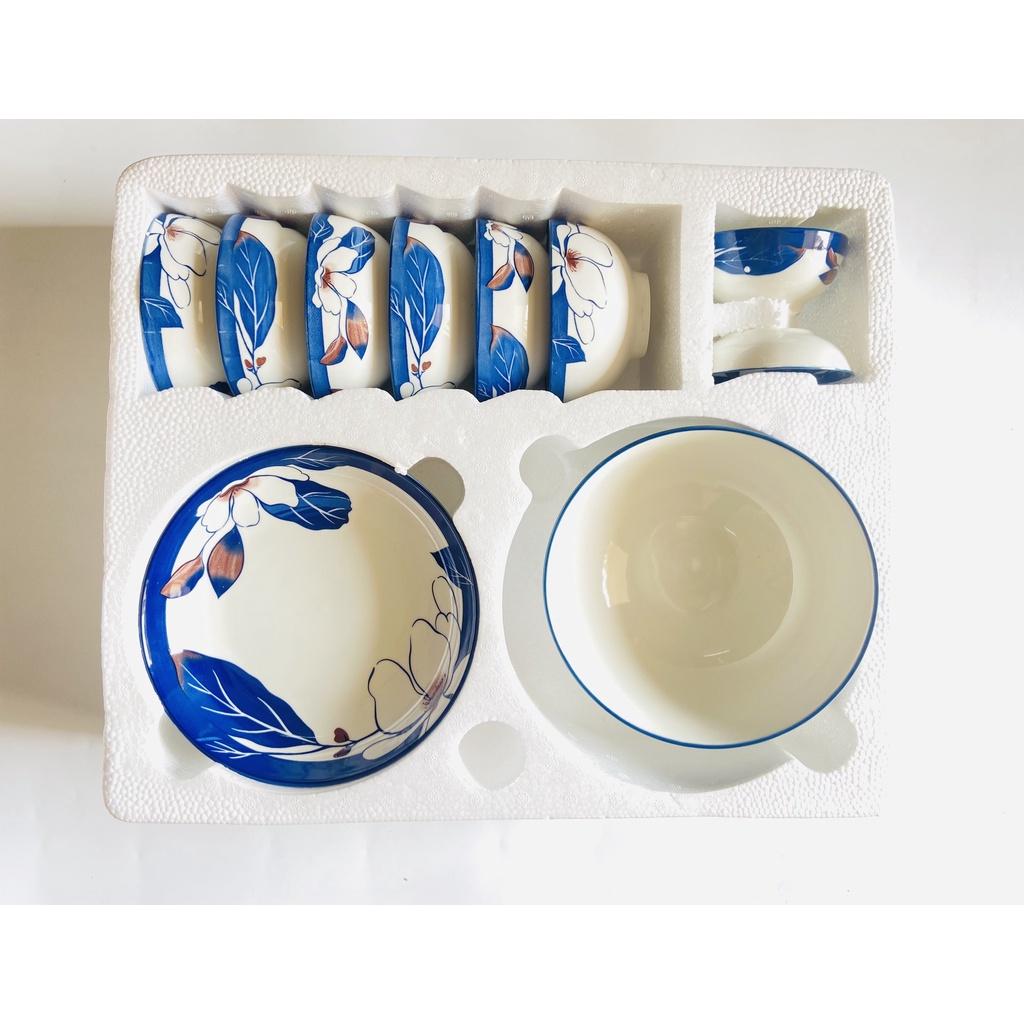 Bộ đồ ăn 11 món bát, đĩa, tô, chén gốm sứ cao cấp ,bộ tô chén,bộ bát đĩa gốm sứ cao cấp
