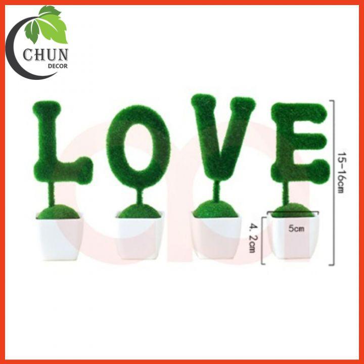 Bộ chậu cây chữ LOVE trang trí kệ tủ, kệ gắn tường, giá sách, làm làm việc, quà lưu niệm, trang trí xe hơi