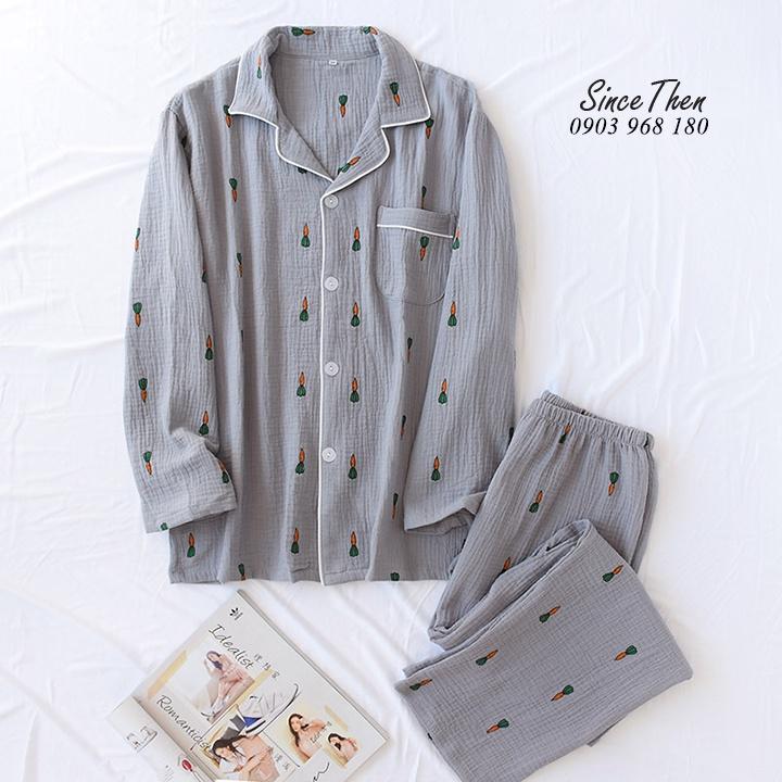 Pyjama nam dài tay vải Thô Nhật, đồ ngủ nam củ rà rốt đẹp - Since Then
