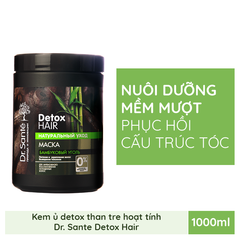 Kem ủ Dr.Sante Detox Hair than tre hoạt tính 1000ml