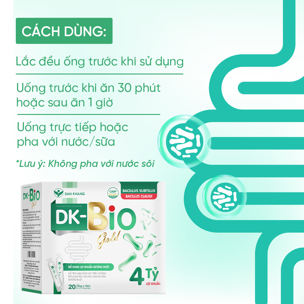 Hộp 20 Ống Uống DK - Bio GOLD Hỗ Trợ Bổ Sung Lợi Khuẩn Đường Ruột