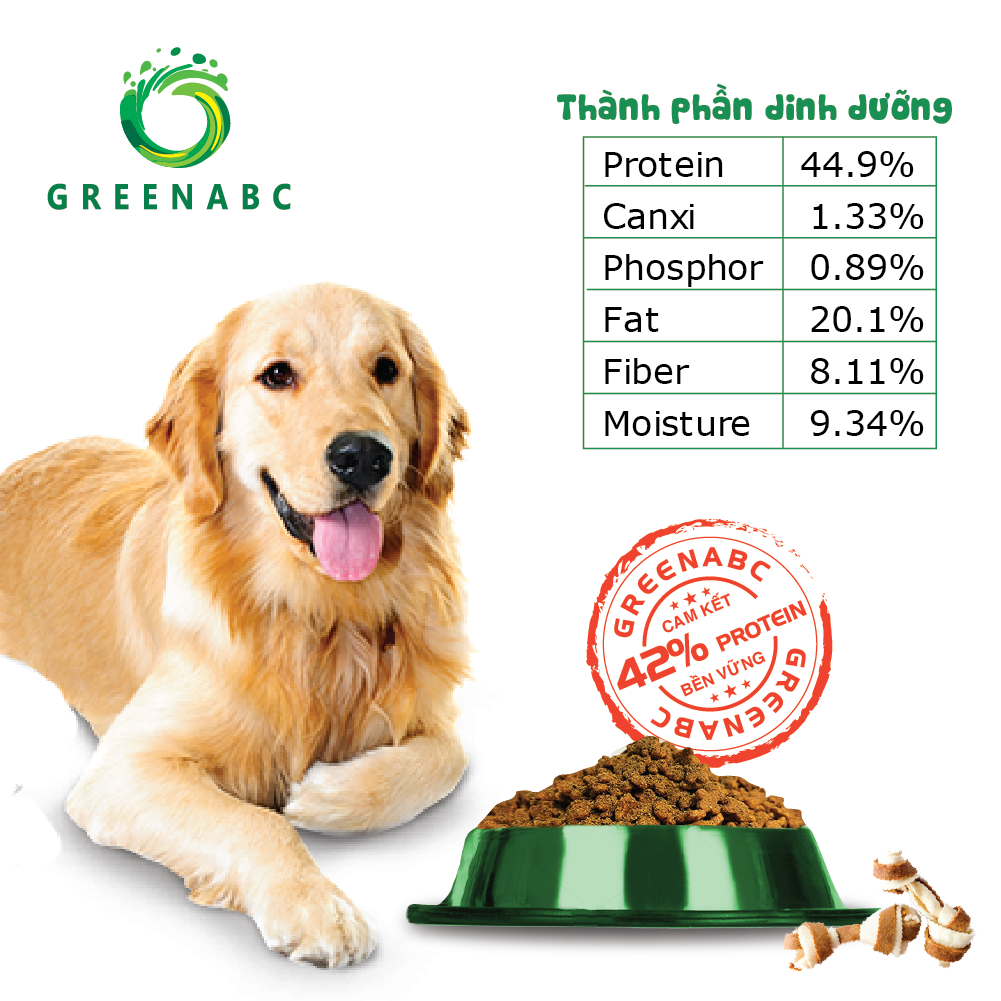 Thức ăn cho Chó GREENABC - Bột bổ sung đủ dinh dưỡng protein 44.9%, canxi 1.33%, lipid 20.1% giúp tiêu hóa tốt, tăng đề kháng, lông mượt - Hộp 200g