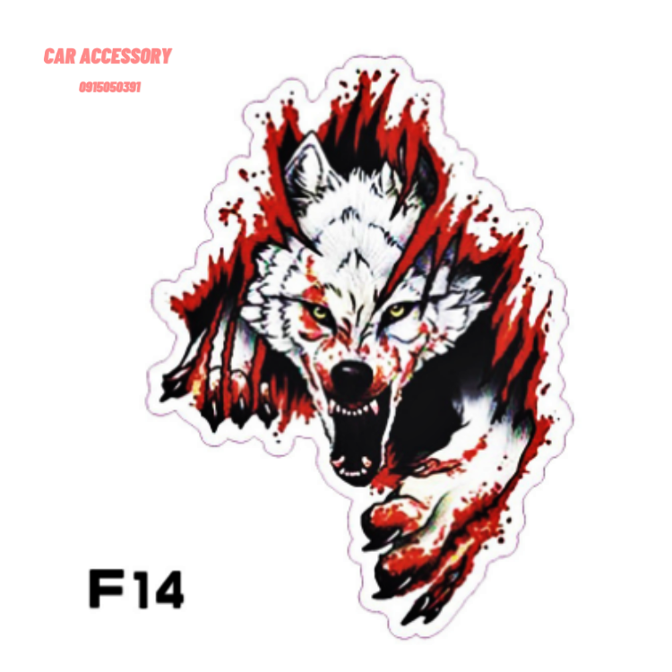 Miếng dán 3D ba chiều pug dán xe vui nhộn mèo con dễ thương đầu sói nhãn dán xe sáng tạo che viết xước tạo cá tính