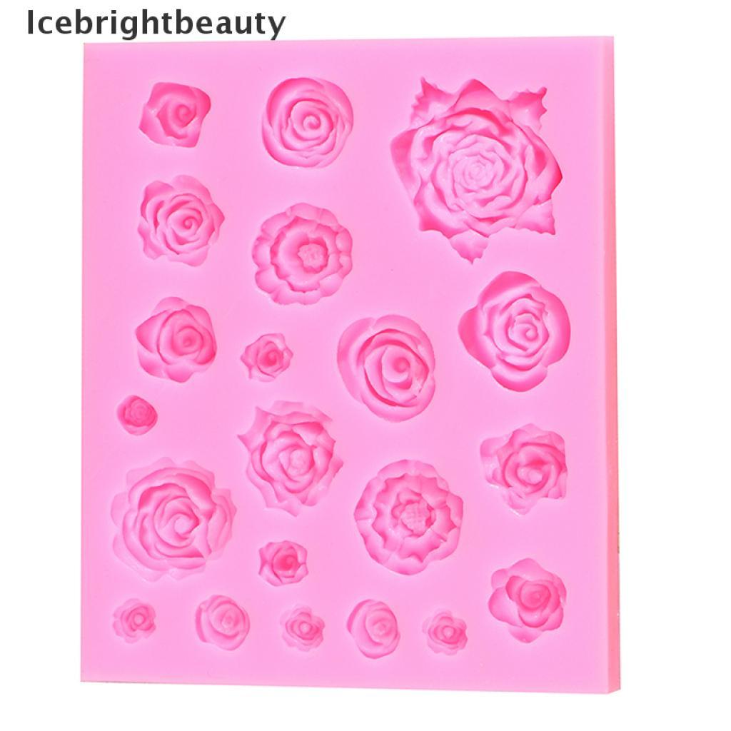 Icebrightbeauty Rose Flower Silicone Molds Wedding Cupcake Topper Fondant Cake Decorating Tools VN