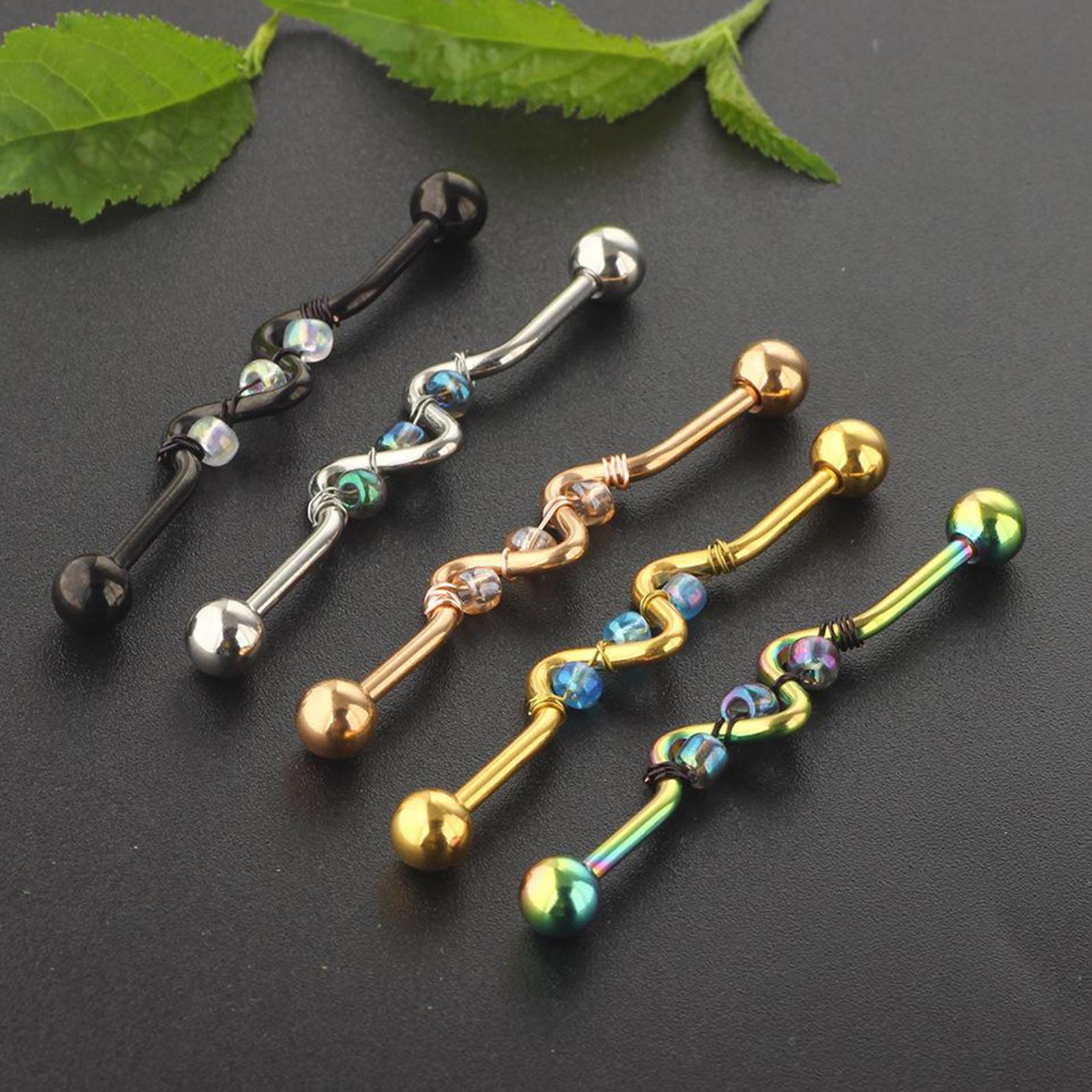 5Pcs Multi Ear Ring Bar Barbell Body Piercing Jewelry Ear Studs Crystal Beads