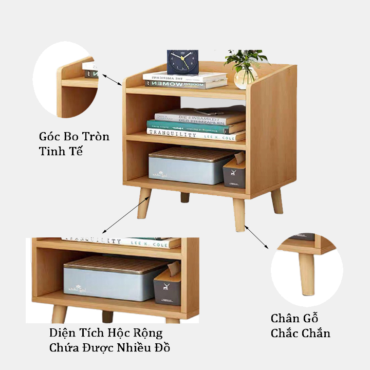 Kệ Tủ Đầu Giường Gỗ Cao Cấp FIVO FT20 Đa Dạng Mẫu Mã, Phong Cách Châu Âu Sang Trọng, Thiết Kế Hộc Tủ Tiện Lợi