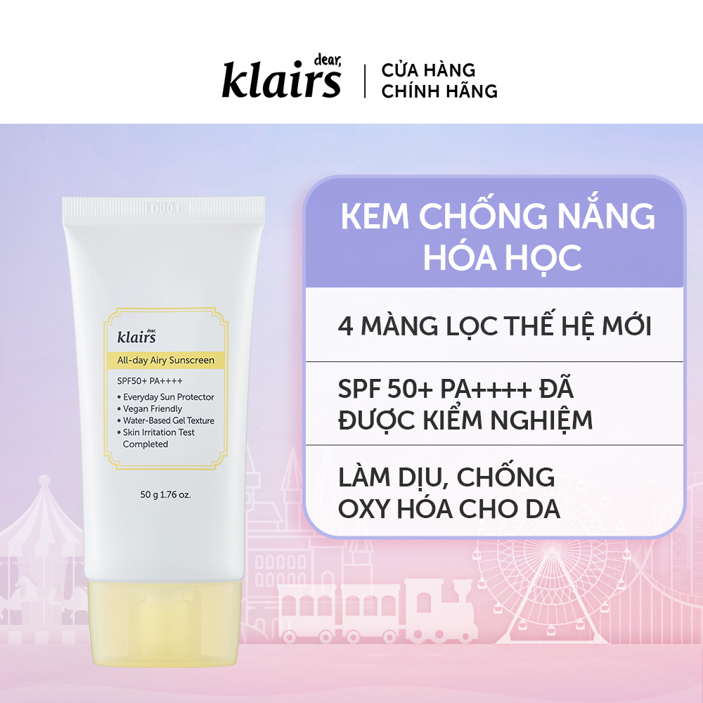 Dear,Klairs Kem chống nắng All-day Airy Sunscreen SPF50+ PA++++ 50g