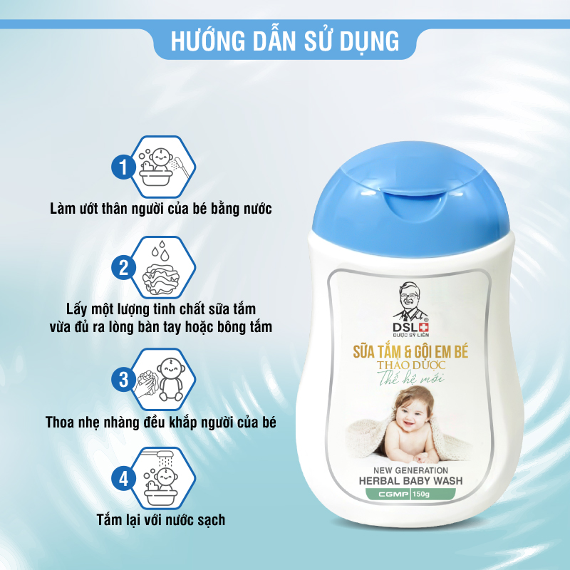 Sữa tắm &amp; gội em bé thảo dược (150g), ngừa mụn, rôm sảy, hăm tã, dưỡng ẩm