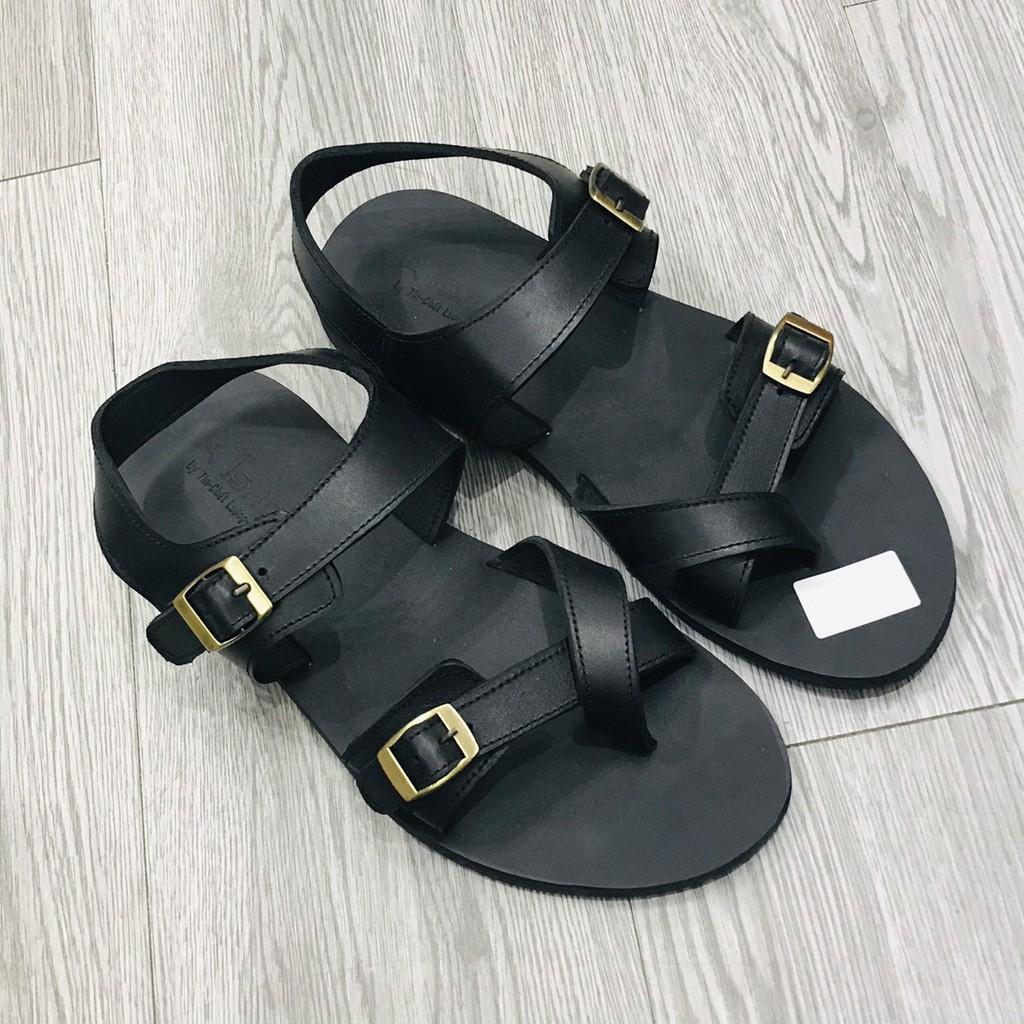 Dép Sandal Unisex Cao Cấp Da Bò Thật Sandal Xỏ Ngón Nam Nữ Trẻ Trung Đế Caosu Chống Nước Atshoes XDxsg211