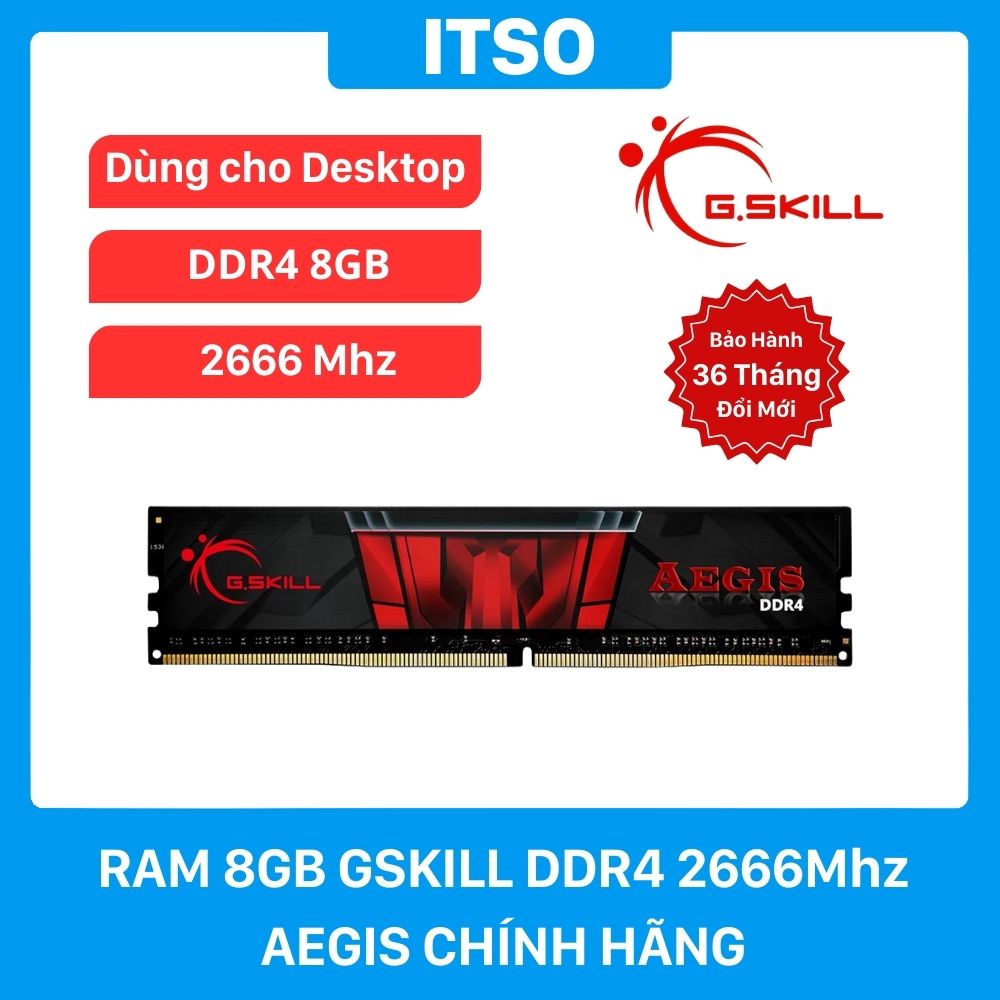 Hình ảnh Ram máy tính Gskill Aegis DDR4 8GB 2666 - Hàng chính hãng
