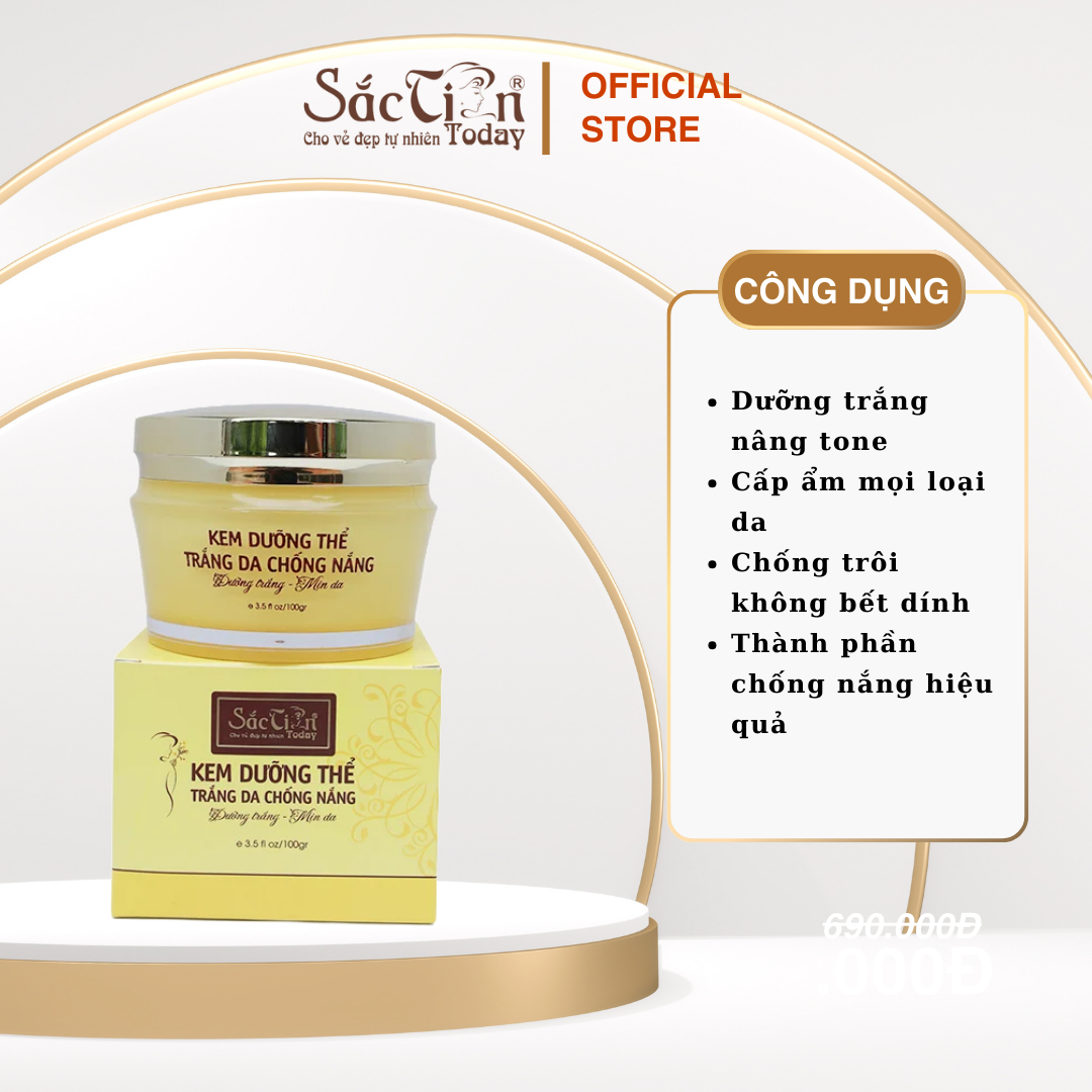 Kem dưỡng thể trắng da chống nắng 100g Sắc Tiên Today