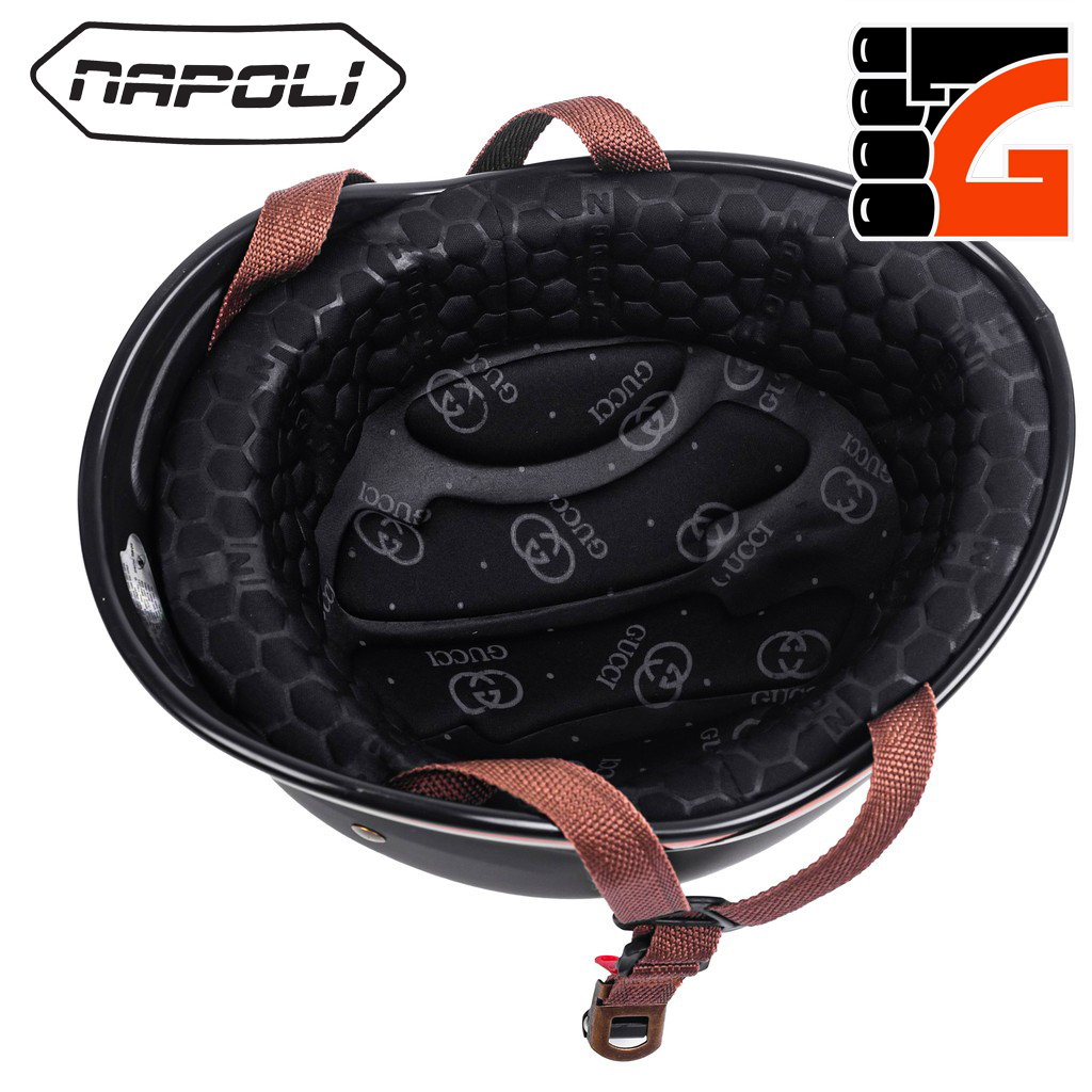 Mũ Bảo Hiểm ½ Đầu NAPOLI GANGSTER - Màu Đen Nhám Free Size (55 -58CM)