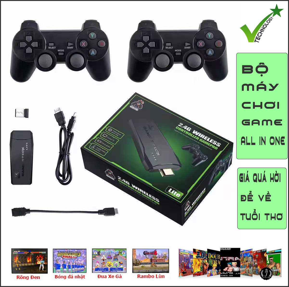 Máy Chơi Game 4 Nút HDMI 64gb - 10.000 Trò Chơi Cổ Điển 4 Nút