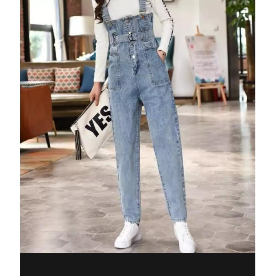 Quần yếm jean nữ dây phối kiểu mới vải jean mịn, mẫu siêu thời trang d3