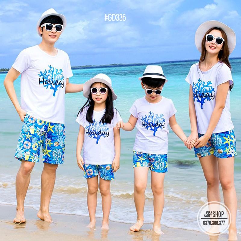 Áo Thun Gia Đình Holiday - Đủ Size - Màu trắng