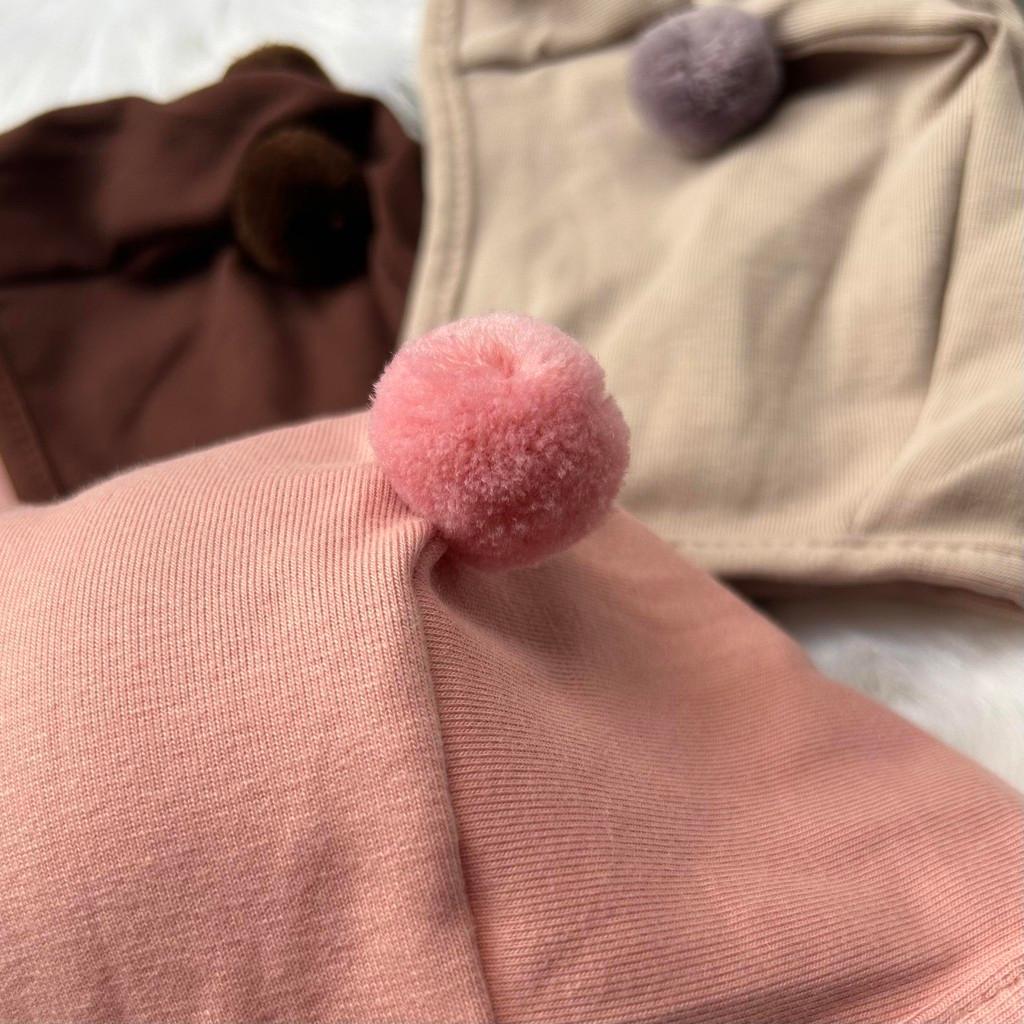 Mũ/ Nón Cục Bông Chất Cotton 2 Lớp Siêu Cute Cho Bé Từ 0-12 Tháng - Hồng