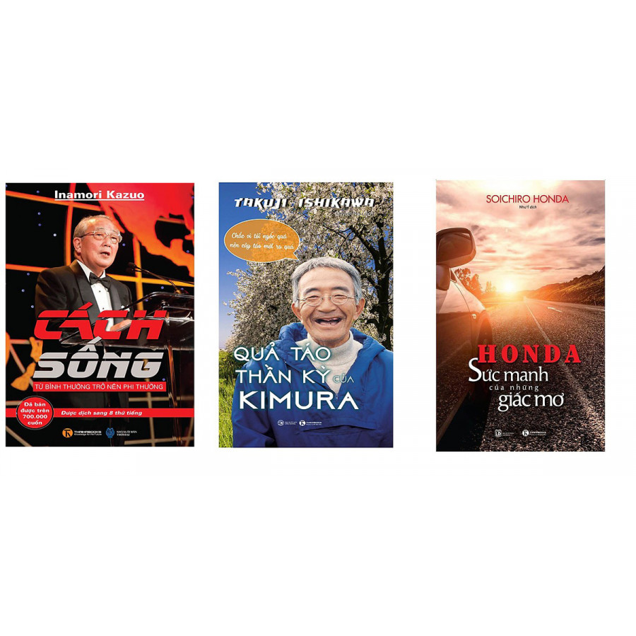 Combo 3 cuốn sách ước mơ: Honda - Sức Mạnh Của Những Giấc Mơ, Quả Táo Thần Kỳ Của Kimura, Cách Sống tặng sổ tay Vadata