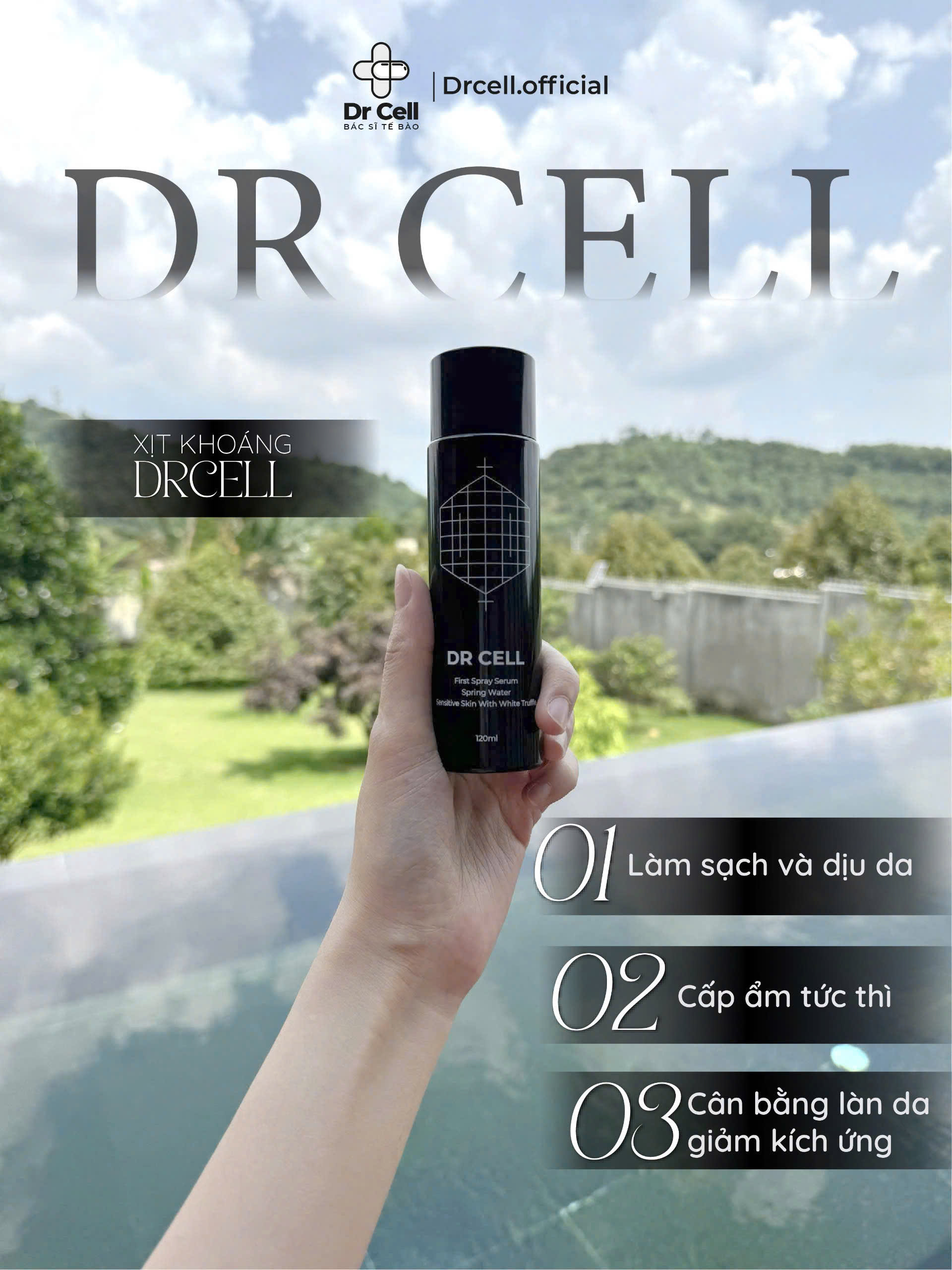 Xịt Khoáng Tế Bào Gốc Dr Cell 120ml cấp ẩm phục hồi da cho da tươi trẻ - Hàng Chính Hãng