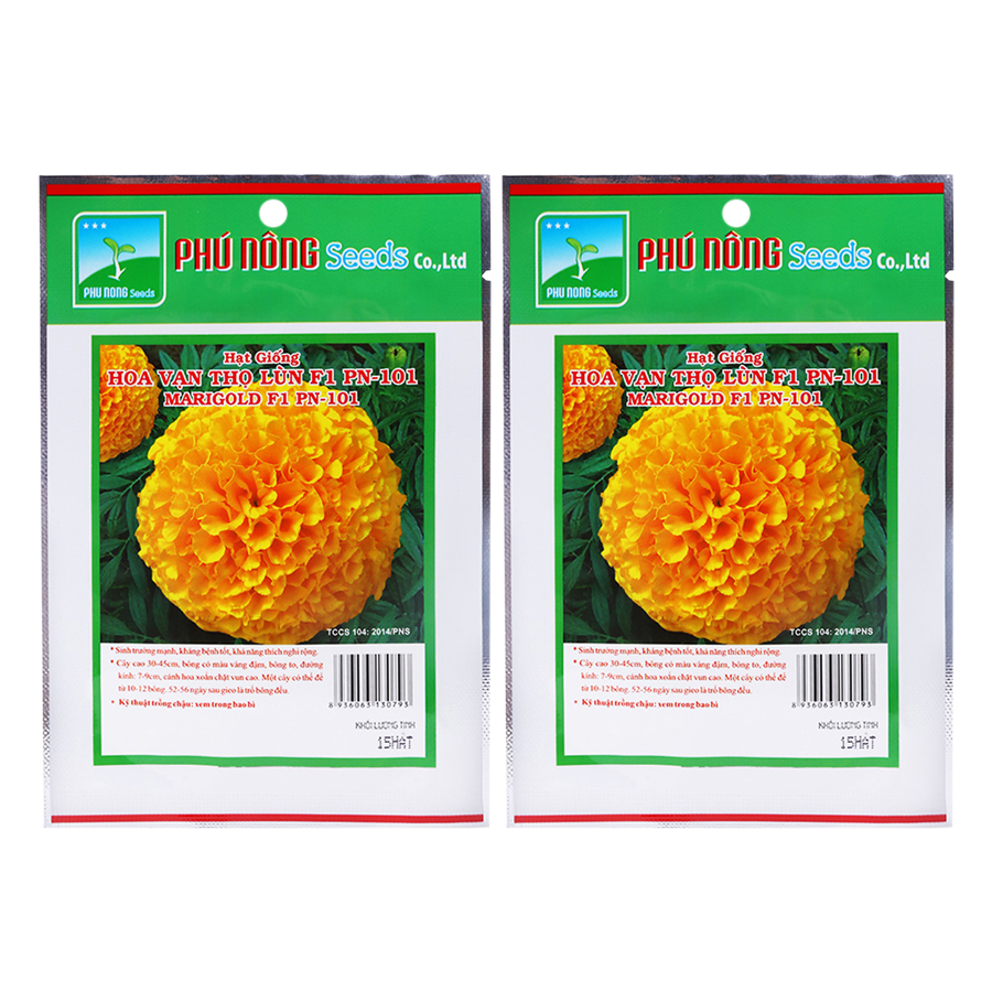 Bộ 2 Gói Hạt Giống Hoa Vạn Thọ Lùn F1 PN 101 Phú Nông