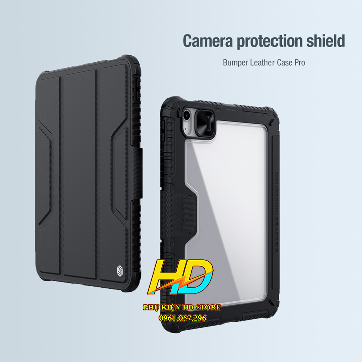 Bao Da Cao Cấp Dành Cho iPad 10 2022/ iPad Gen 10/ iPad 10.9 2022 chính hãng Nillkin Bumper Learth Case Pro Có ngăn đựng bút, Viền Dẻo Chống sốc, Hỗ trợ đóng ngắt màn hình - Hàng Chính Hãng
