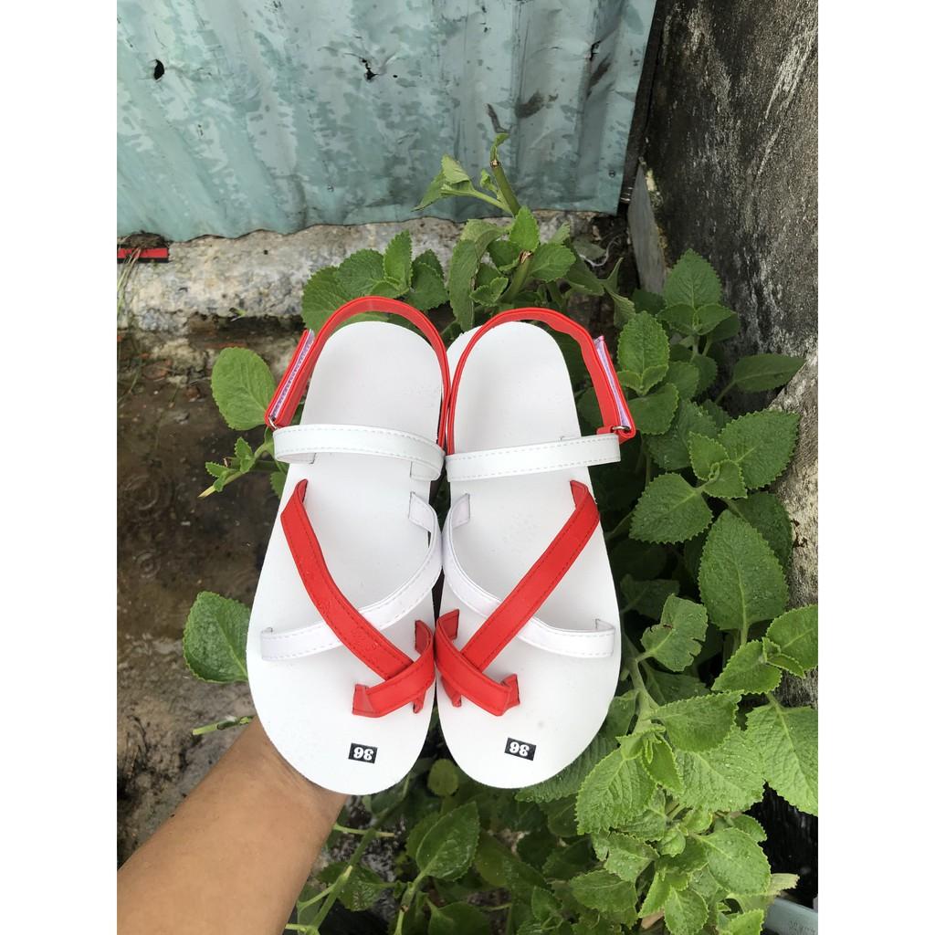 dép sandal nữ sandal đồng nai ( đế trắng quai hậu trắng đỏ )size từ 34 nữ đến 41 nữ