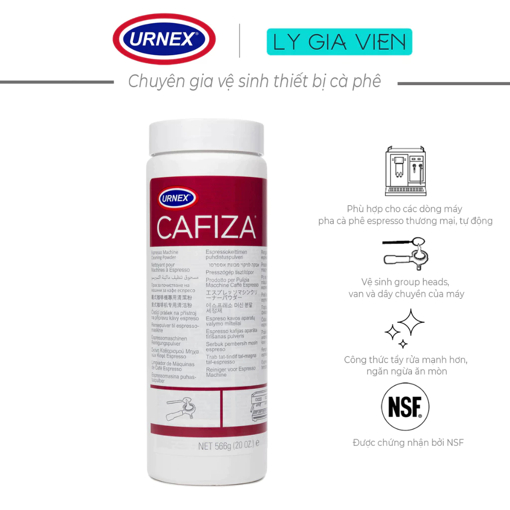 Bột Vệ Sinh Máy Pha Cà Phê Urnex Cafiza Espresso Machine Cleaning Powder 566Gram/hộp - Mã 12-ESP12-20
