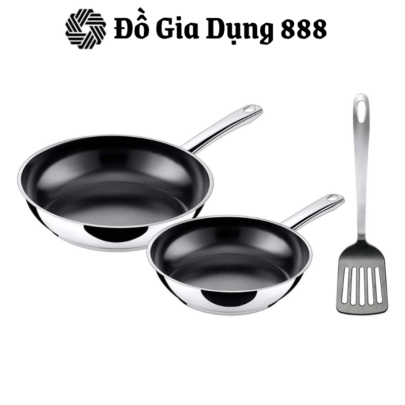 Set Chảo Chống Dính Silit Tails 20+24cm Kèm Xẻng Lật, Đáy Chảo 3 Lớp, Dẫn Nhiệt Tốt, Dùng Cho Mọi Loại Bếp, Nhập Đức