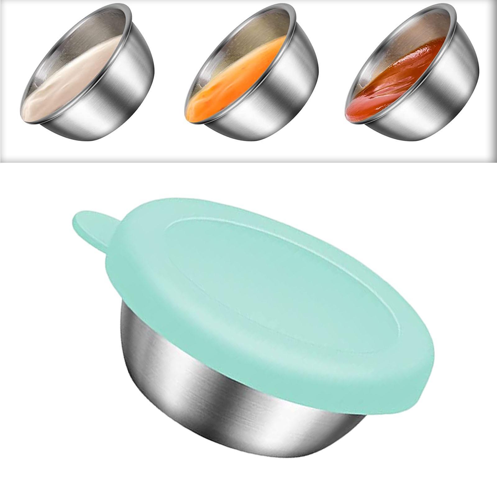 Reusable Condiment Cup with Lids Stainless Steel for Kids Lunch Box