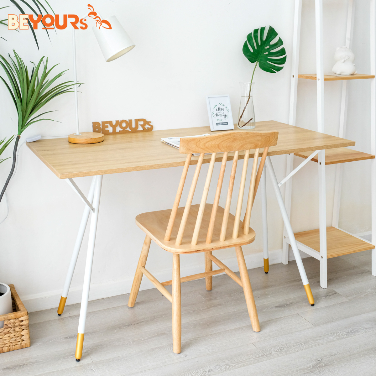 Bàn Làm Việc Bàn Học Gỗ Chân Sắt Simple Table Nội Thất Lắp Ráp Kiểu Hàn BEYOURs