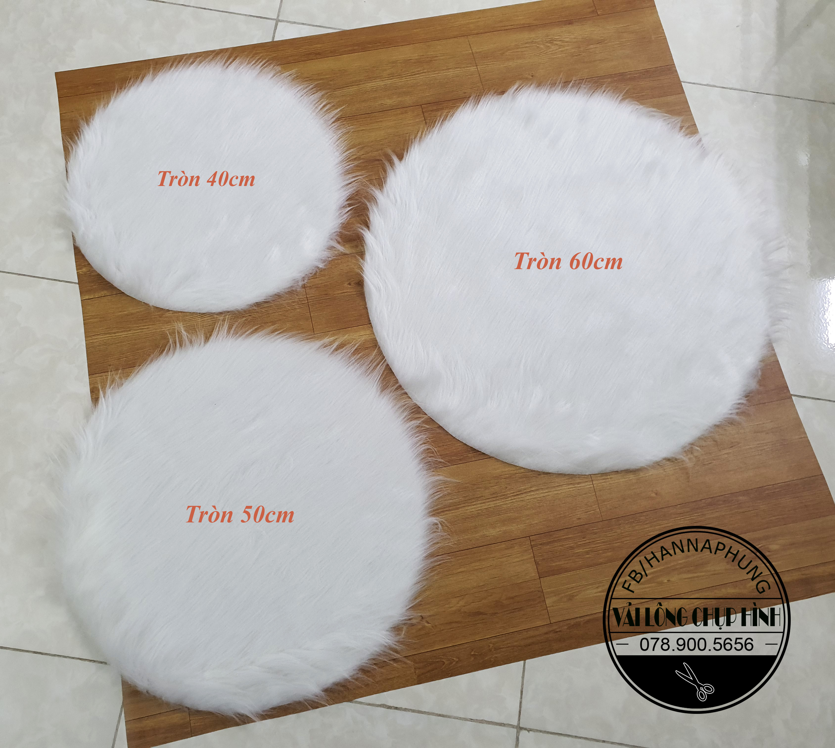 Thảm lông tròn chụp ảnh - Màu Trắng