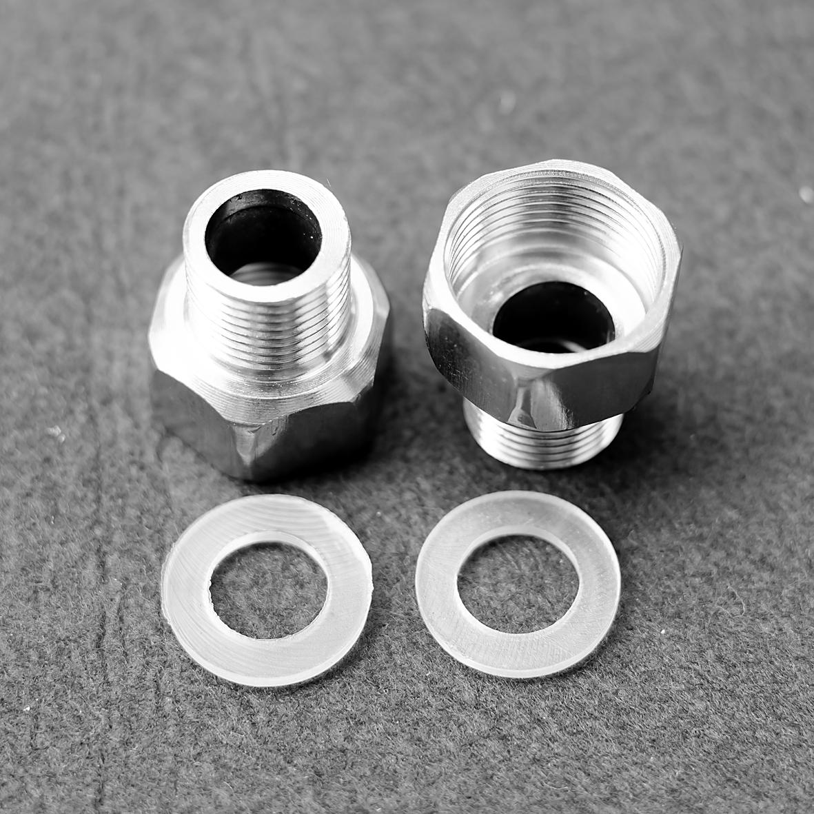 Combo 02 nối giảm ren trong 27 - ren ngoài 21, nối ren trong 27 ren ngoài 21 Inox kèm gioăng