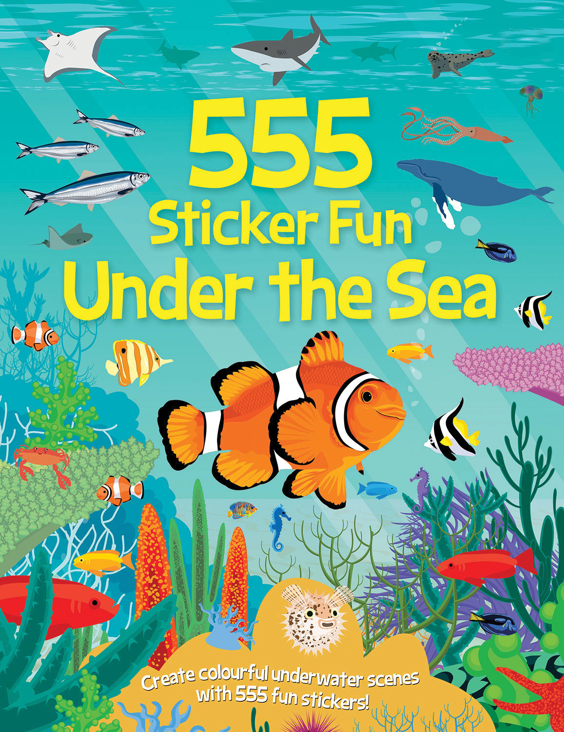 Sách sticker dạy tiếng Anh thông minh cho bé: 555 stickers vui nhộn về động vật - 555 sticker fun Under the sea