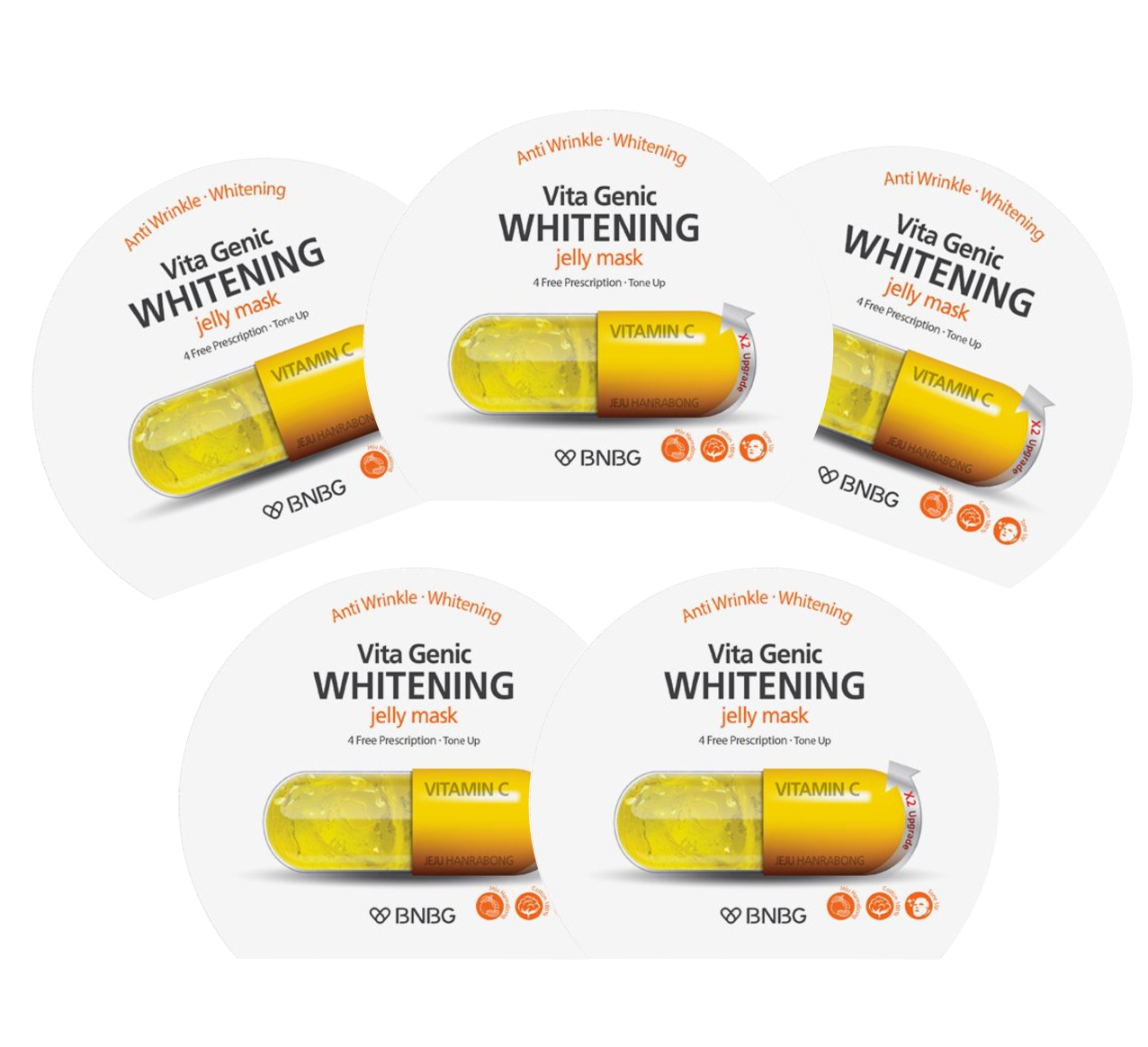 Combo 5 Mặt nạ giấy dưỡng da trắng sáng và làm đều màu da  Banobagi Vita Genic Whitening Jelly Mask (Vitamin C) 30ml x5