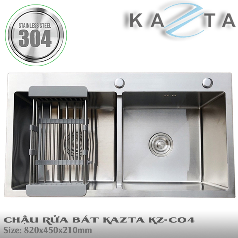 Chậu rửa bát cao cấp KAZTA KZ-C04 inox SUS304 82x45cm