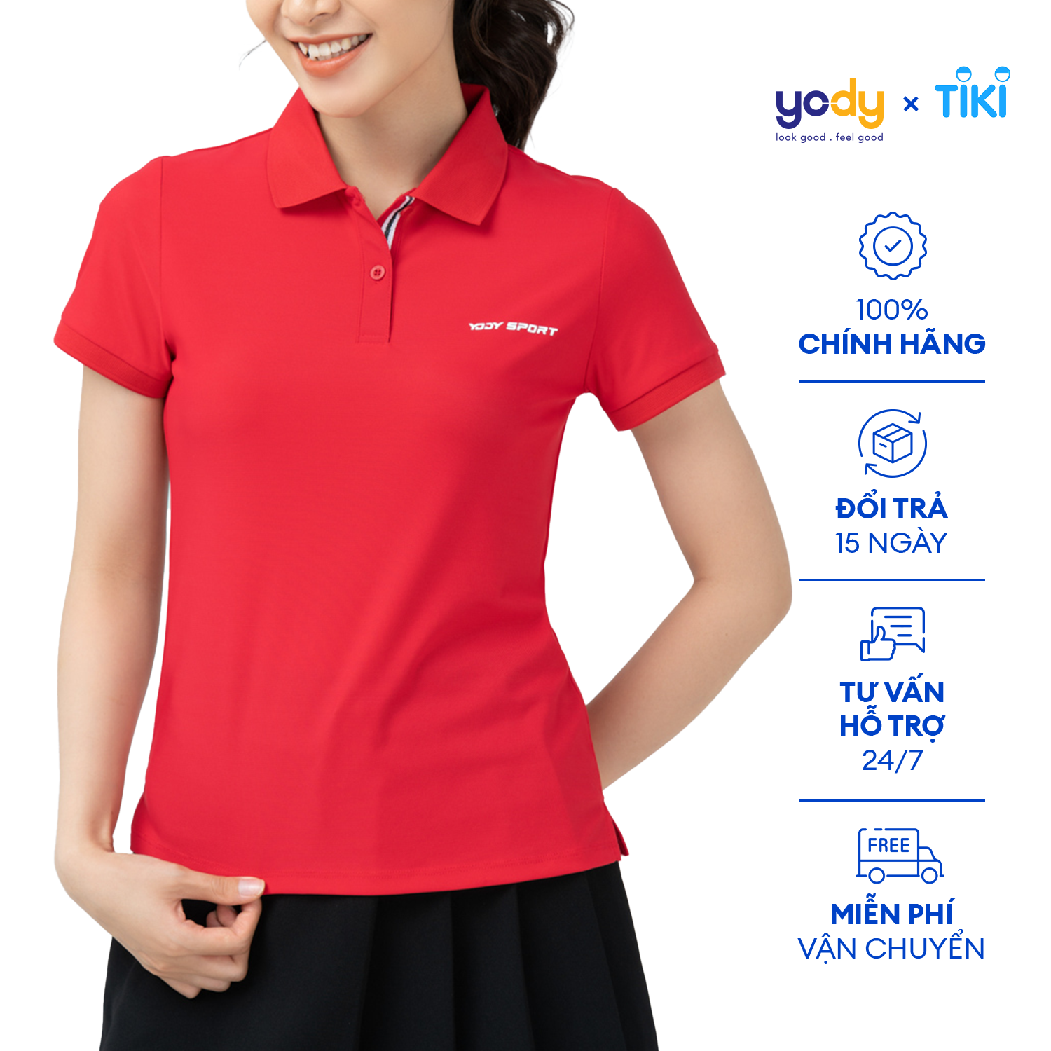 Áo polo nữ thể thao YODY nữ Airycool phối nẹp mát mẻ trẻ trung thấm hút mồ hồi tốt SAN5028