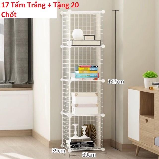 Tủ 4 Ô Lắp Ghép, Tấm Lưới Sắt Lắp Ghép Tủ Quần Áo Giá Kệ Lắp Ghép Đa Năng (Tặng Đủ Chốt Gắn)