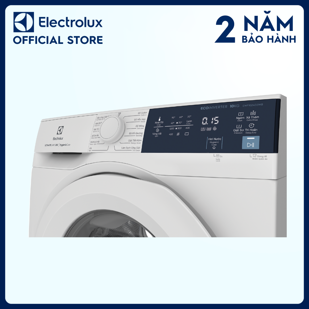 [Free Giao lắp] Máy giặt cửa ngang Electrolux 10kg UltimateCare 300 EWF1024D3WB diệt 99.9% vi khuẩn, giảm dị ứng, Tiết kiệm điện [Hàng chính hãng]