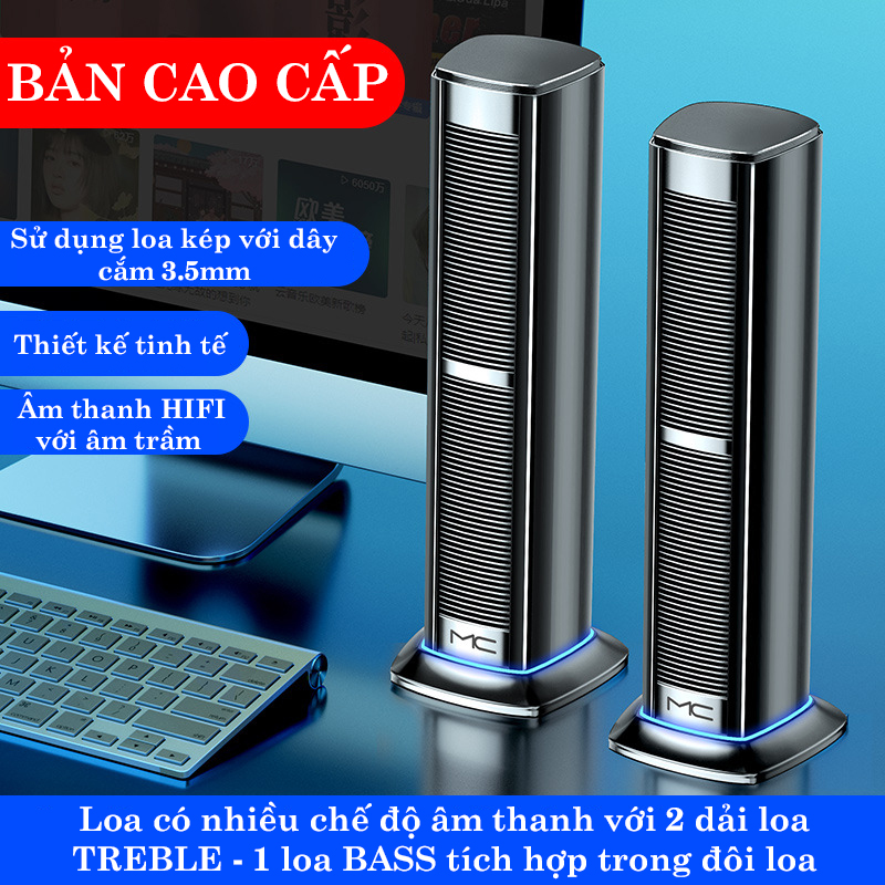 Loa Vi Tính Âm Bass Cực Mạnh, Âm Thanh Đỉnh Cao, Thiết Kế Tinh Tế Cho Decor Bàn Làm Việc - K1348