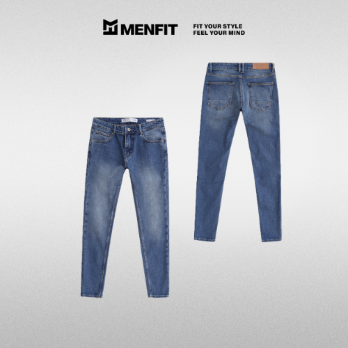 Quần jean nam xanh cao cấp MENFIT 0491 chất denim co giãn nhẹ 2 chiều, chuẩn form, thời trang