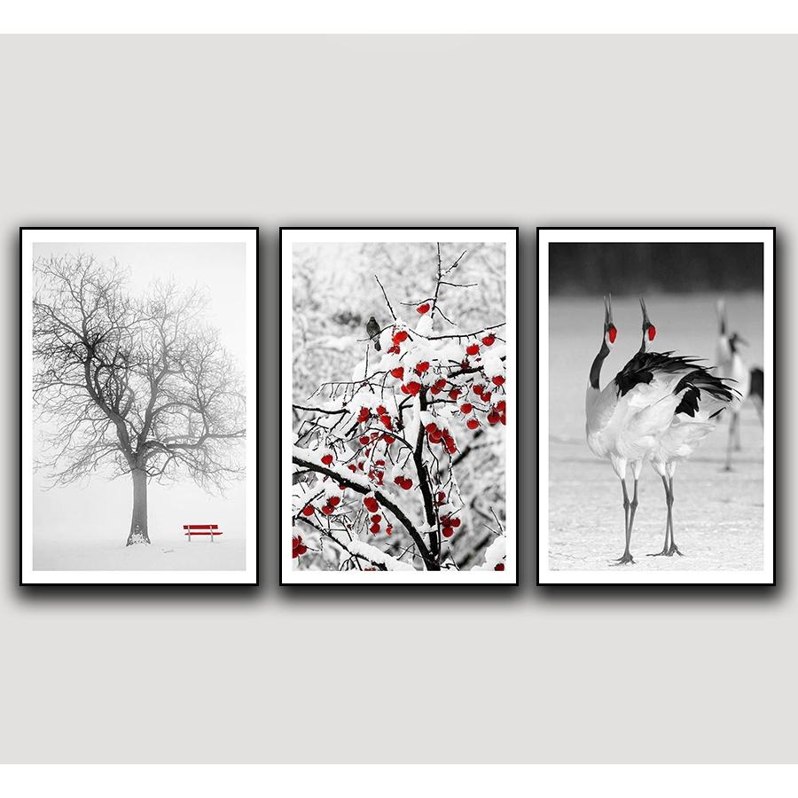 Bộ tranh khung canvas treo tường mùa đông