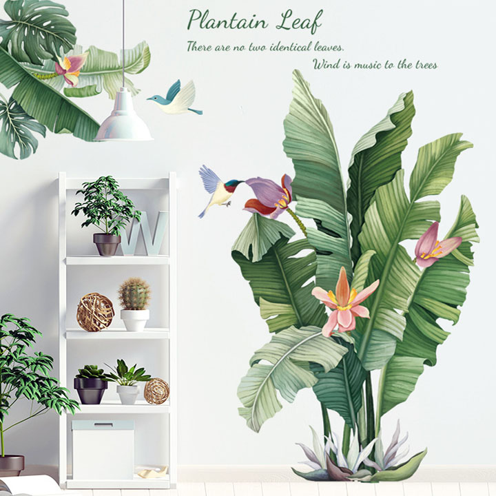Decal trang trí chất liệu PVC loại 1 dày dặn, sắc nét, trang trí phòng khách, quán cafe-Cây hoa chuối- LV13