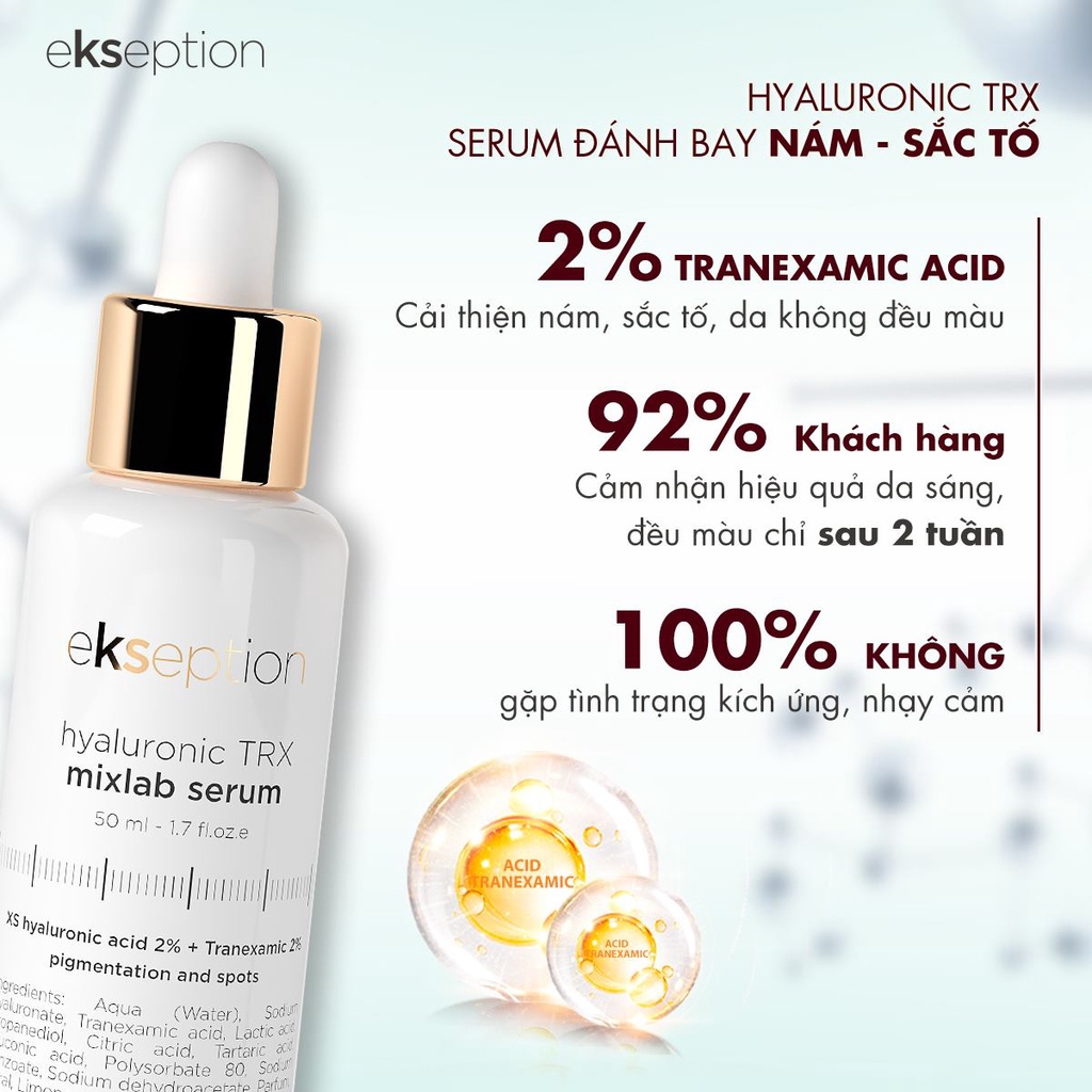 Serum giảm mụn, xóa thâm HYALURONIC NIACIN MIXLAB SERUM - 50ml duy trì độ ẩm cho làn da, giúp làm sáng da và mịn da