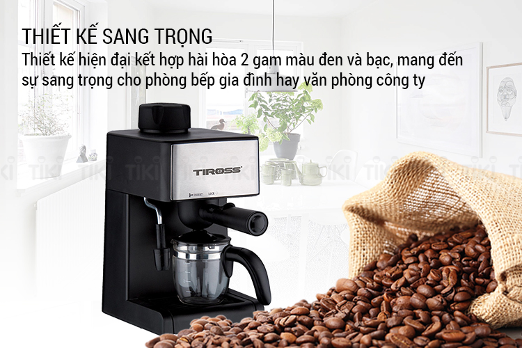 Máy Pha Cà Phê Espresso Tiross TS-621 (4 bar) - Hàng Chính Hãng