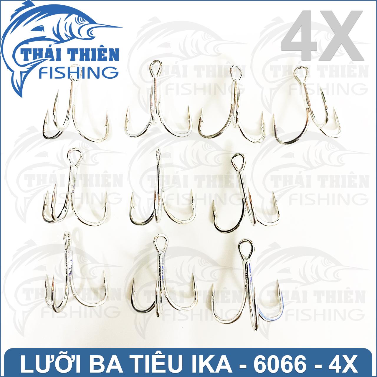 Lưỡi Câu Ba Tiêu 4X Ika 6066 Thép Trắng Không Gỉ