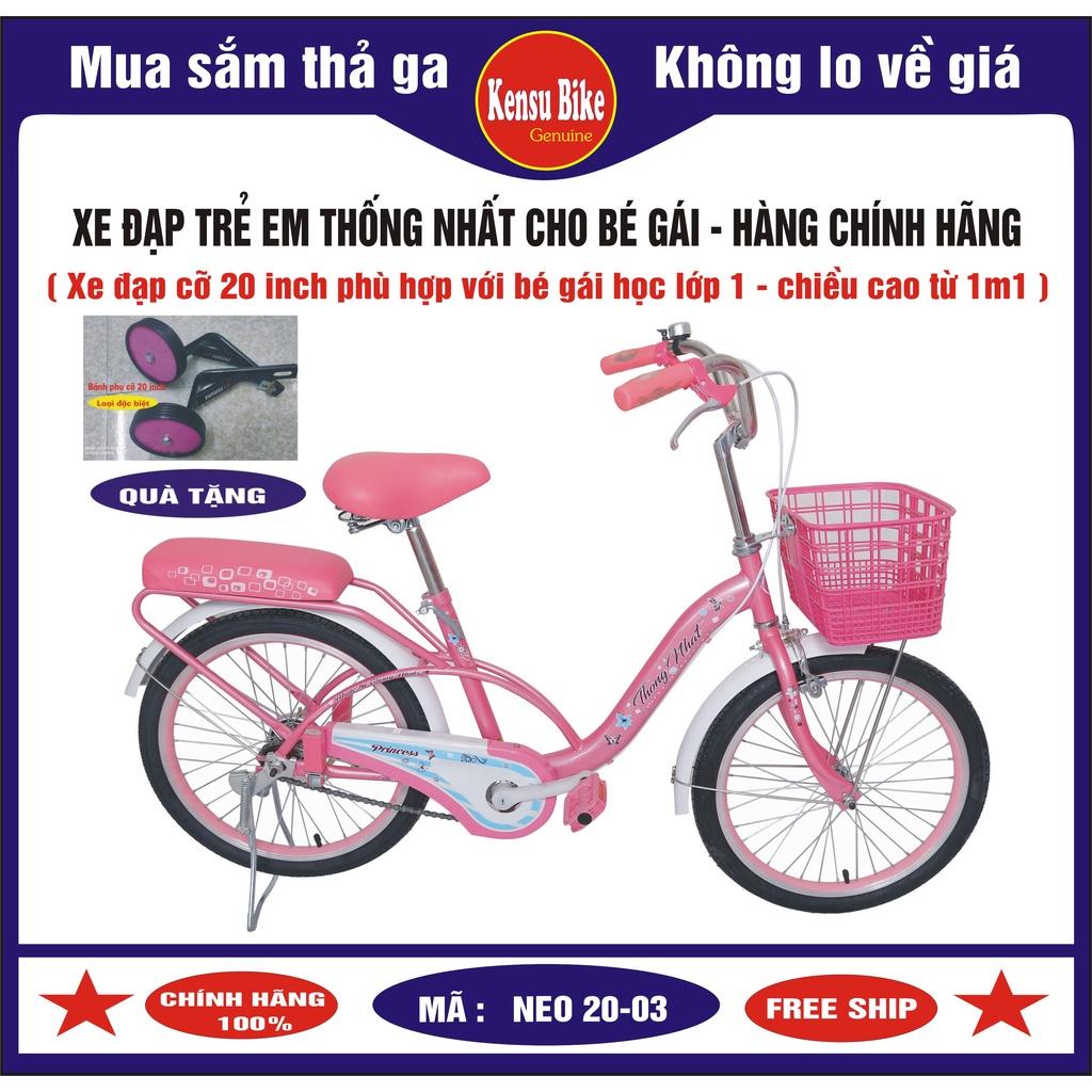 xe đạp trẻ em nữ hãng Thống Nhất Neo 20-03- cho trẻ từ học lớp 1 đến lớp 5 - HÀNG CHÍNH HÃNG ( TẶNG THÊM 1 ĐÔI BÁNH PHỤ CHO BÉ MỚI TẬP ĐI