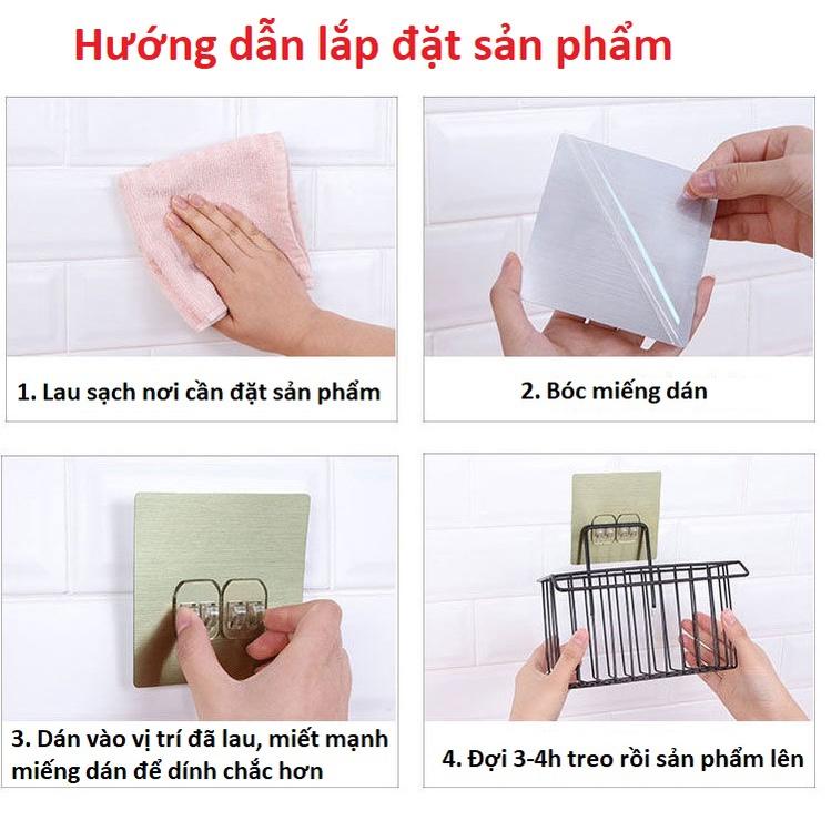 Kệ Inox Để Đồ Rửa Bát Dán Tường Kèm Khay Hứng Nước, Móc Treo Khăn Đa Năng - Giá Để Đồ Rửa Bát
