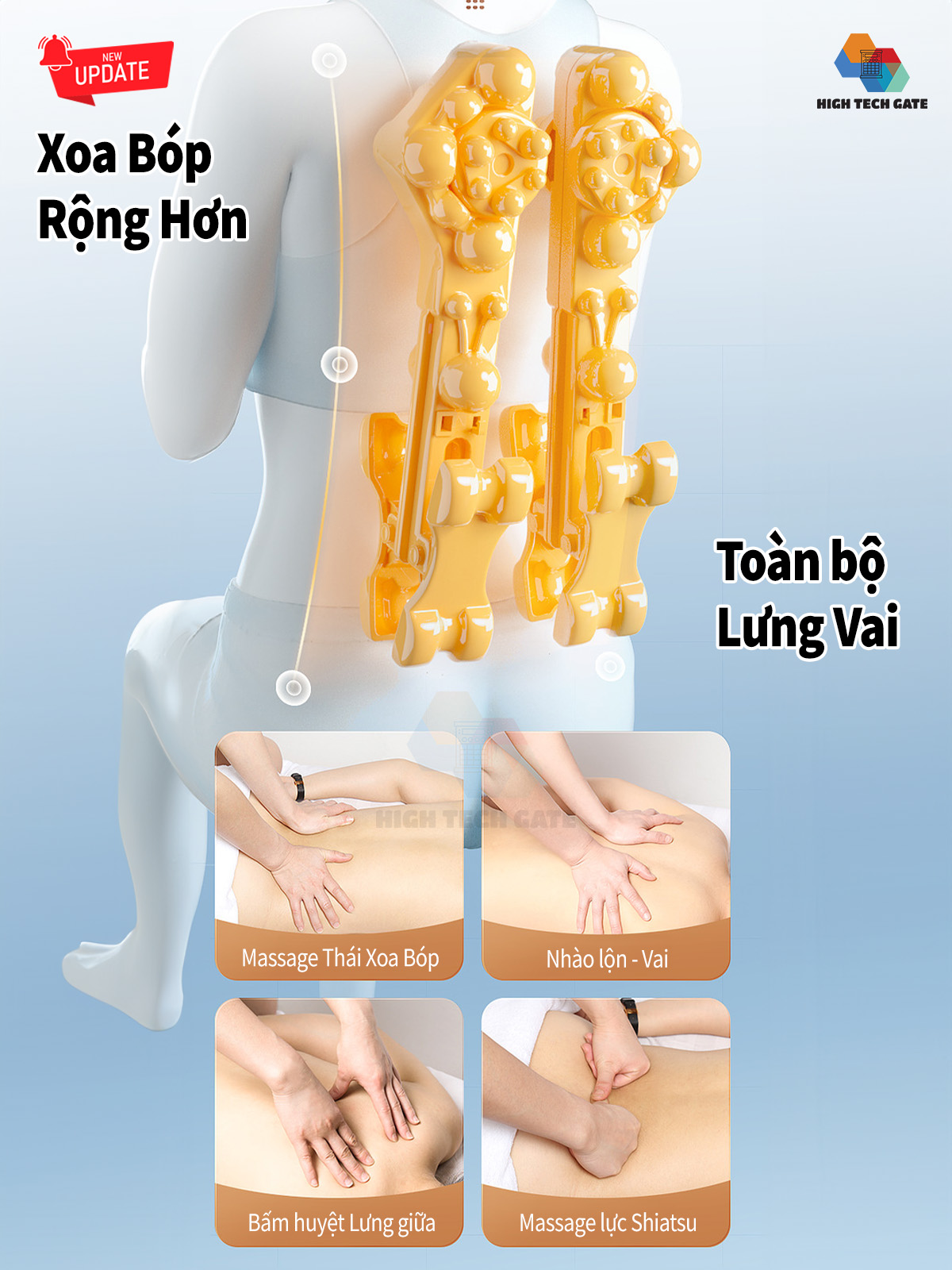 Đệm Massage Toàn Thân 918-7 Chế Độ Massage 3D, Tích Hợp Nhiệt Hồng Ngoại, 3 Cường Độ Xoa Bóp, 3 Mức Rung và Chườm Nóng, hàng chính hãng