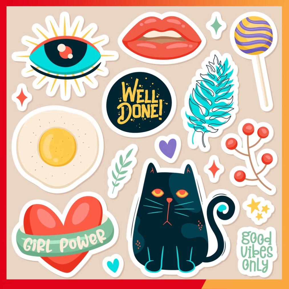 Combo 10 sheet sticker dán đồ chơi cực xinh xắn, phù hợp cho sổ tay, laptop, mũ bảo hiểm và vali.