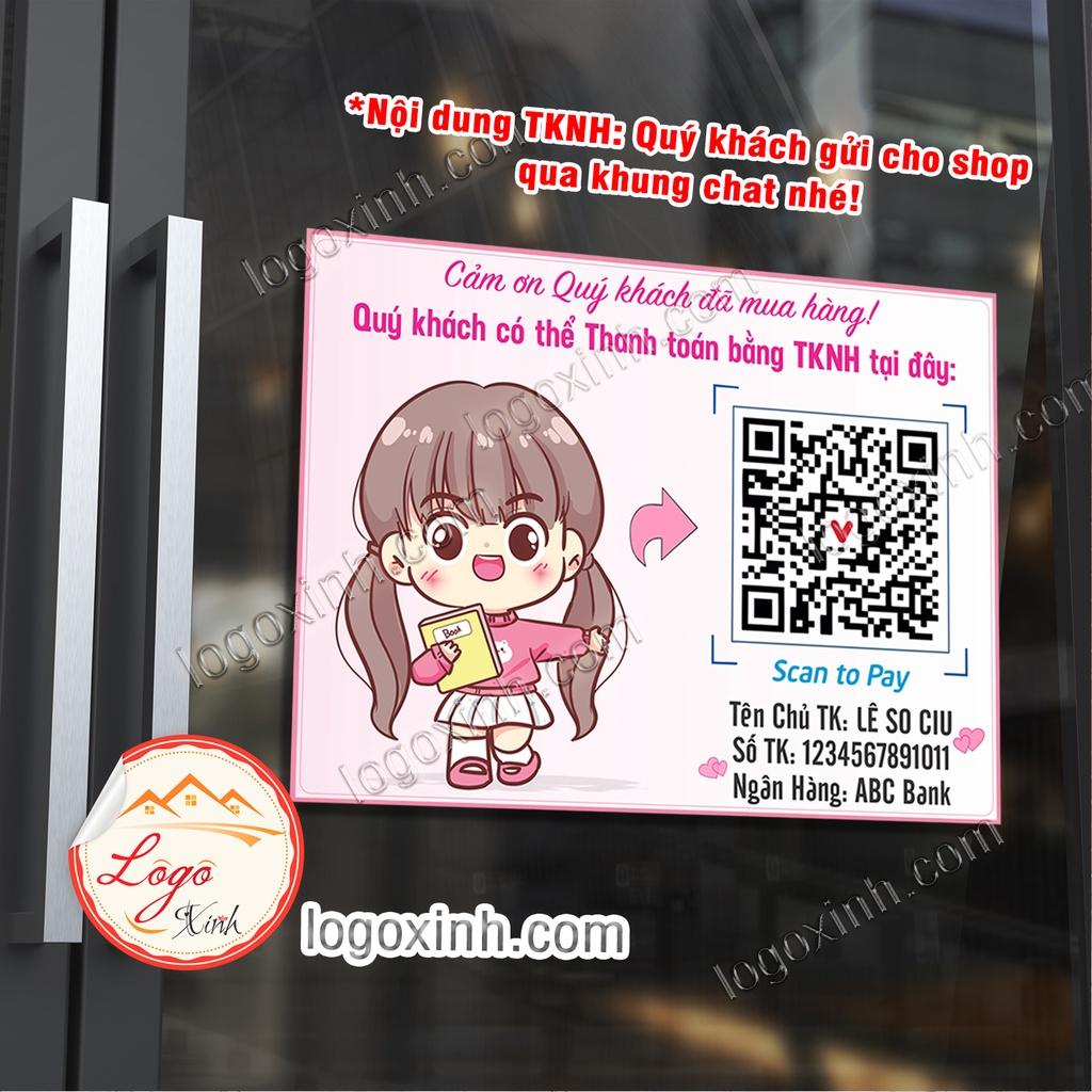 Tem Sticker Dán Mã Quét QR Code Chibi Dễ Thương Ghi Tài Khoản Ngân Hàng, Mã QR Để Chuyển Tiền Cho Quầy Quán,Cửa Hàng....